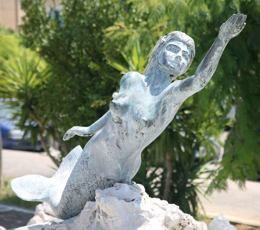The Mermaid statue on Poros. The Mermaid statue on Poros.
