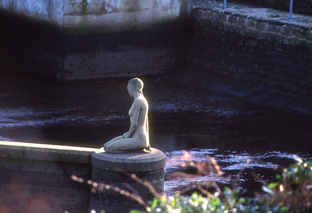 Mermaid sculpture in Lancashire. Mermaid Statue in Lancashire.